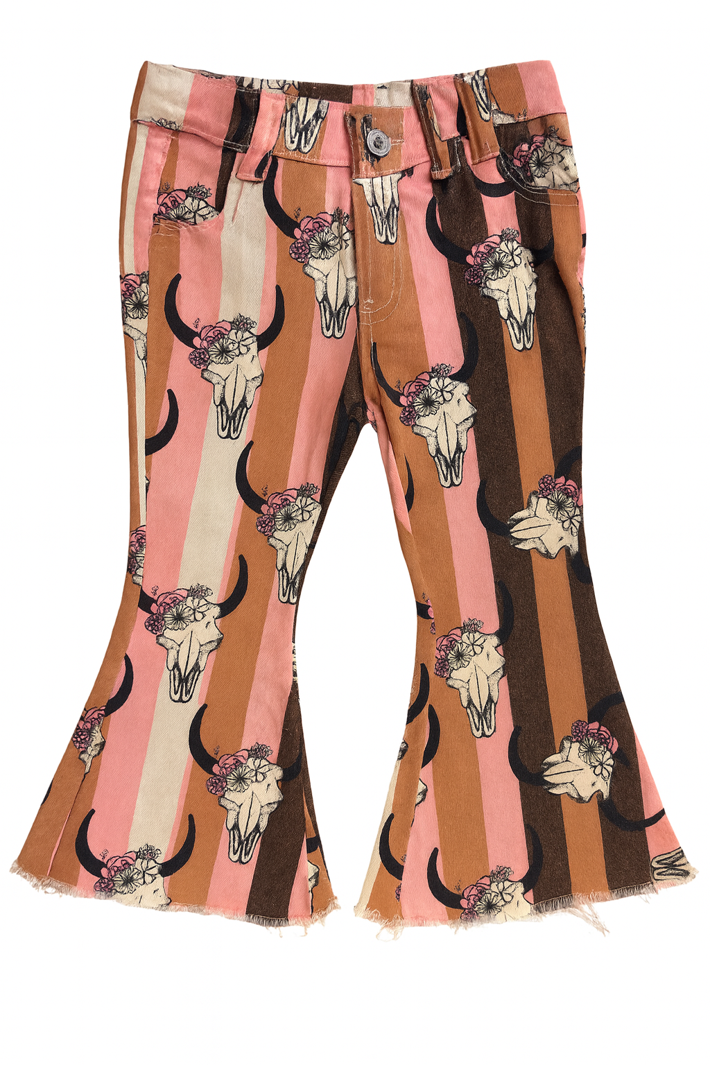 Steer Head Striped Flare Jeans